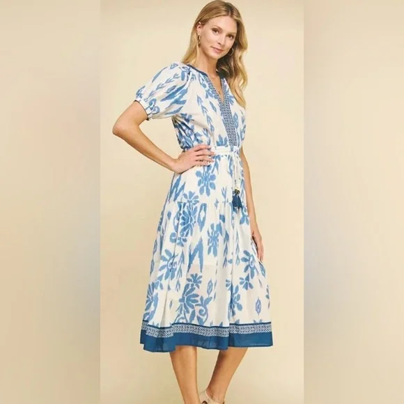 Pinch Blue and White Floral Midi Dress - NWT - Medium - Picture 2 of 4